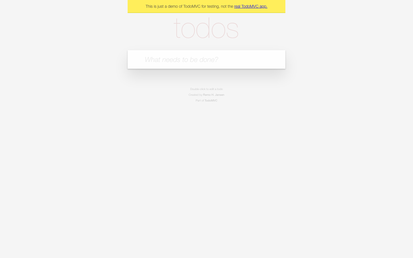 Unmodified recorded desktop TodoMVC test page, not the EVO app